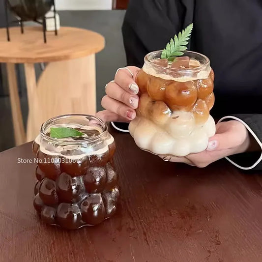 DecorBites™ Heat-Resistant Grape Glass Cup Set: Transparent Drinking Cups for Coffee, Tea, Juice & Beer