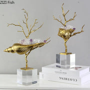 Decorbites™ Escultura de Metal de Concha Dorada Figura Decorativa de Arte para Decoración Moderna del Hogar
