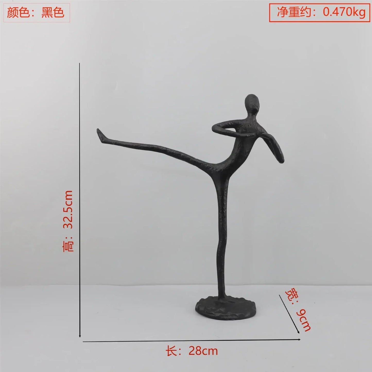 DecorBites™ Iron Man Abstract Sculpture Black Metal Figurine Decor for Room Aesthetics