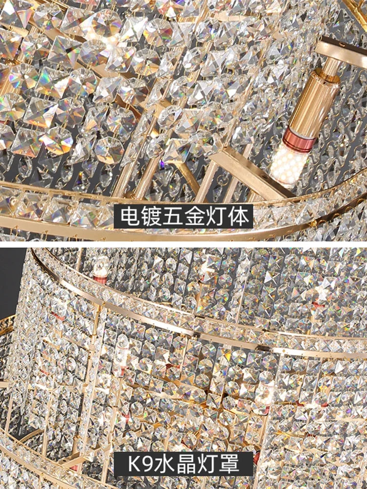 DecorBites™ Large Golden Crystal Chandelier for Modern Luxury High Ceilings