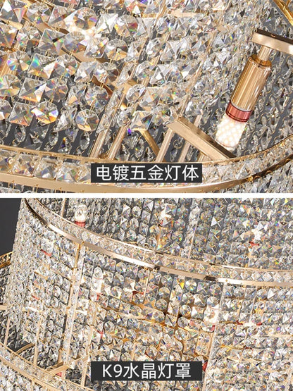 DecorBites™ Large Golden Crystal Chandelier for Modern Luxury High Ceilings