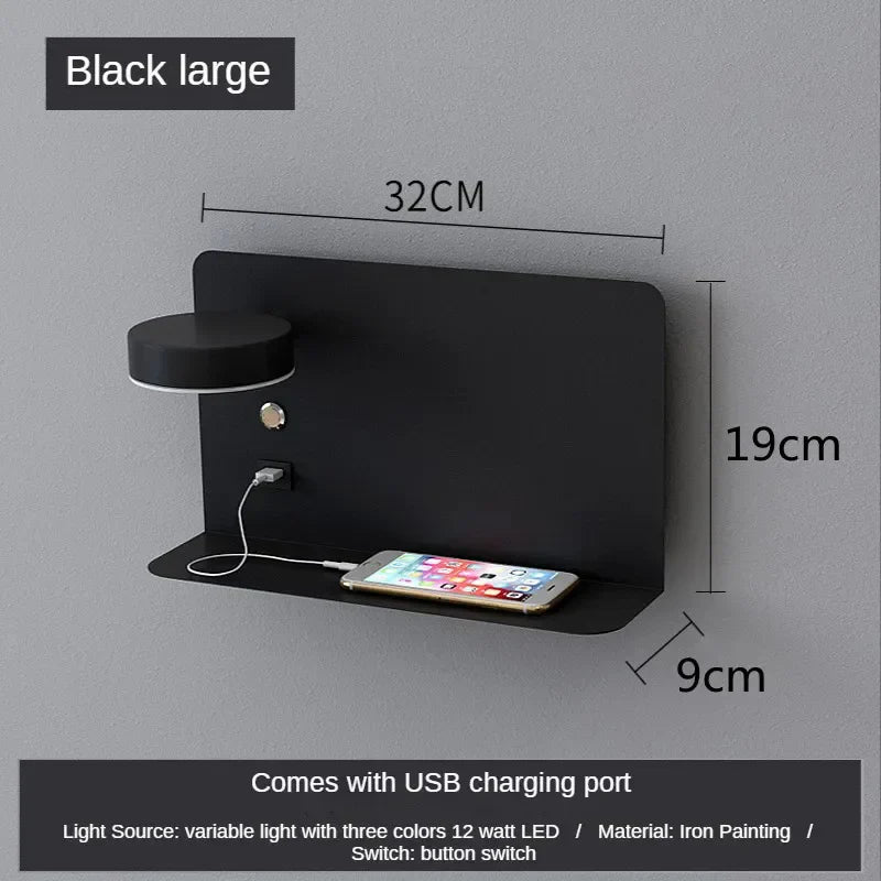 DecorBites™ LED Shelf Wall Lamp with USB Charging Port & Switch