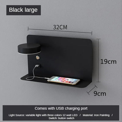 DecorBites™ LED Shelf Wall Lamp with USB Charging Port & Switch