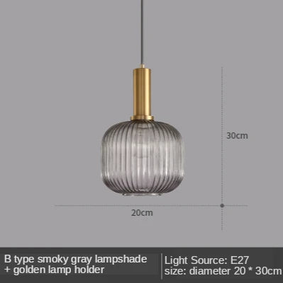 DecorBites™ Gray Glass LED Pendant Lights for Modern Nordic Home Decor