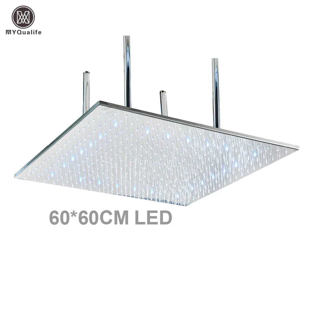 رأس دش DecorBites™‎ بإضاءة LED مقاس 16×32 بوصة - تصميم مربع فاخر متغير الألوان