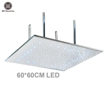 رأس دش DecorBites™‎ بإضاءة LED مقاس 16×32 بوصة - تصميم مربع فاخر متغير الألوان