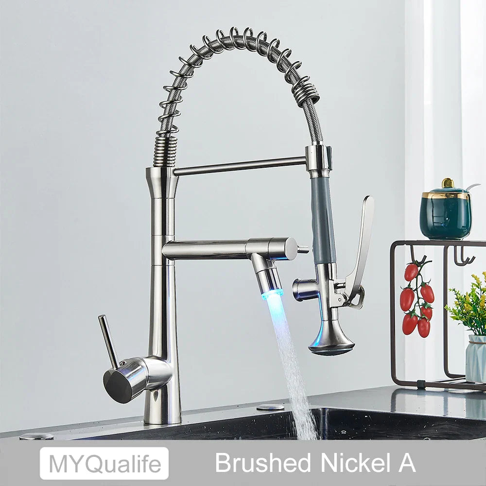 DecorBites™ Dual Spout LED Kitchen Faucet 360 Rotate Hot Cold Mixer for Stylish Sink