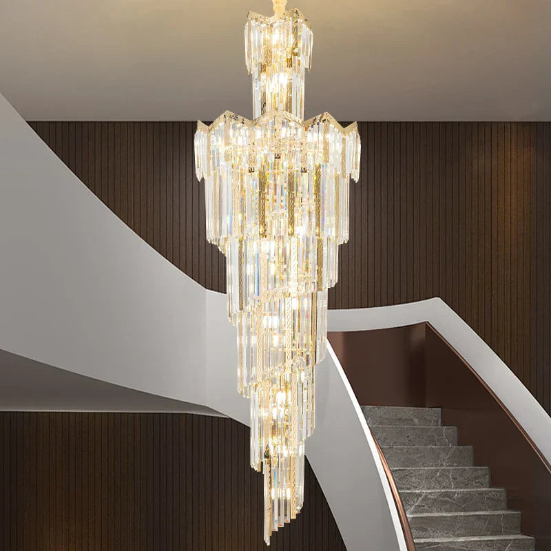 DecorBites™ Crystal Chandelier: European Villa Hotel Luxury Hollow Building Middle Floor Lighting