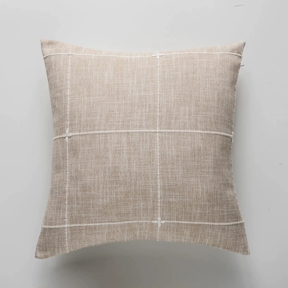 DecorBites™ Brown Grey Stripe Embroidery Cushion Cover Set, Cotton Linen, 45x45cm 60x60cm Home Decor