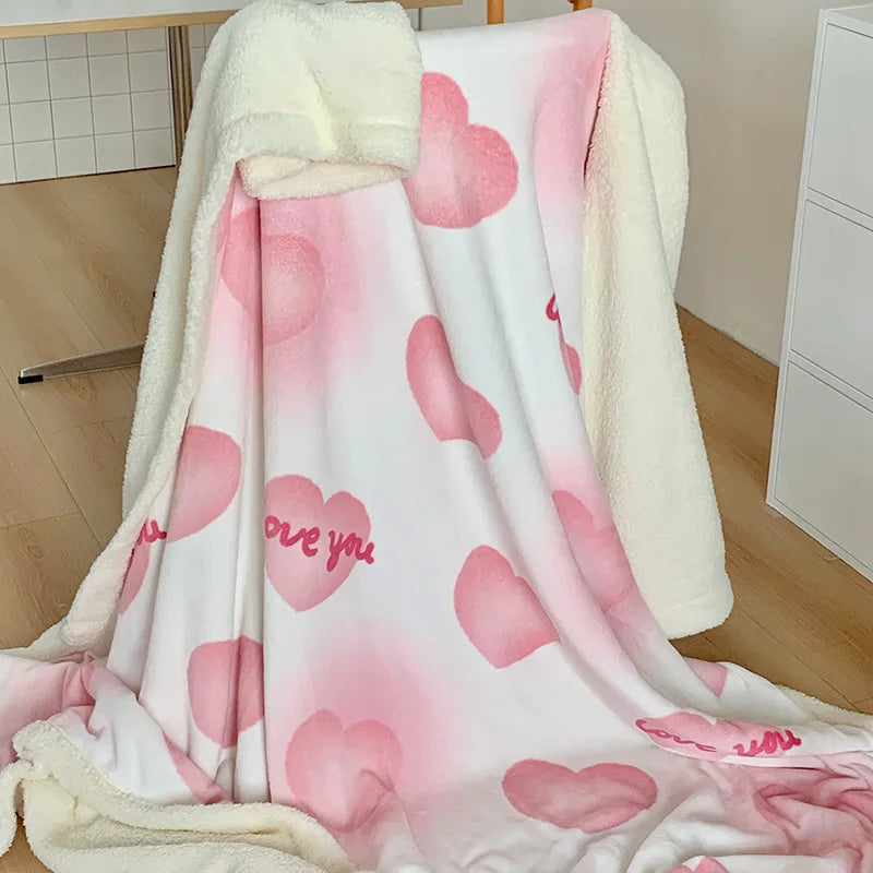 DecorBites™ Korean Cartoon Plush Blanket, Soft Nap Sofa Cover for Home Dormitory