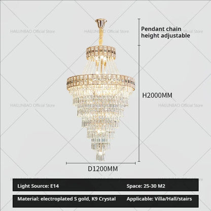 DecorBites™ Duplex Villa Crystal Chandelier: Modern Luxury Staircase Lamp for Elegant Living Rooms