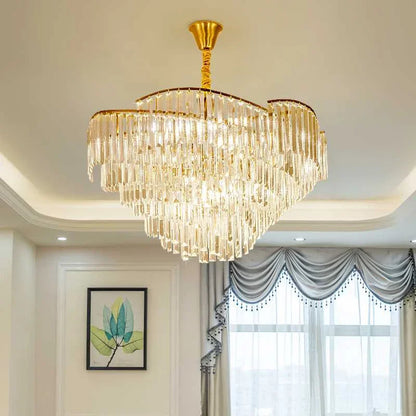 DecorBites™ Crystal Chandelier: Modern LED Pendant Light for Living Room & Bedroom