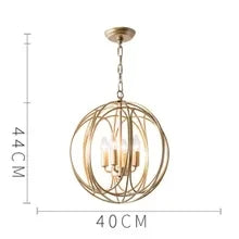 DecorBites™ Gold Globe Chandelier Pendant Light for Living Room & Dining Room