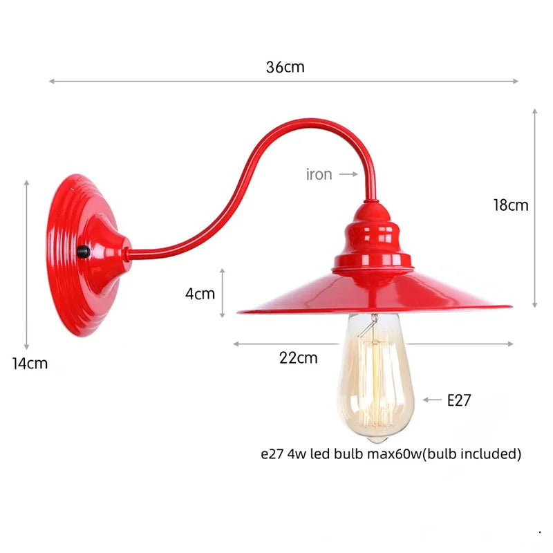 Decorbites™ Luces de Pared LED Rojas Edison - Lámpara de Mesa Industrial Vintage de Hierro