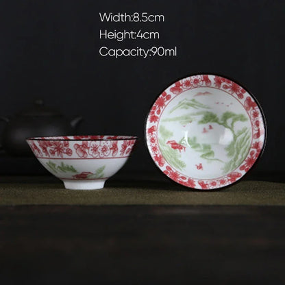 DecorBites™ Blue and White Porcelain Hand-Painted Tea Cups - Set of 1