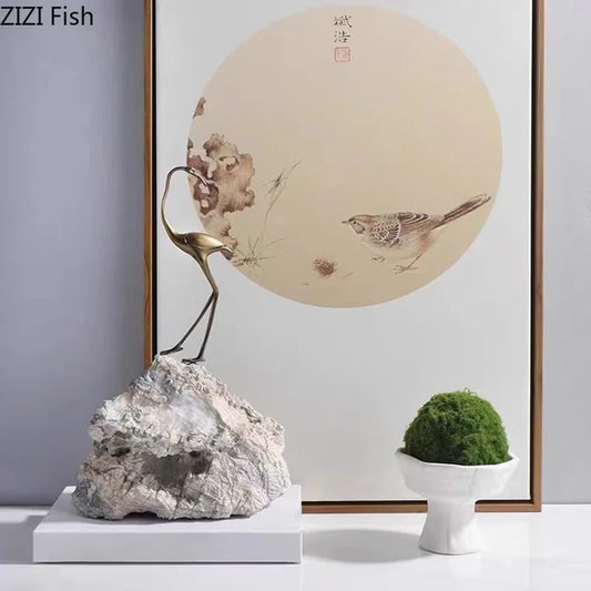 DecorBites™ Golden Crane Sculpture: Modern Desk Decoration and Crafts for Room Aesthetics