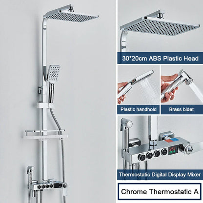 DecorBites™ Black 4-Way Digital Shower System with Rainfall Head and Bidet