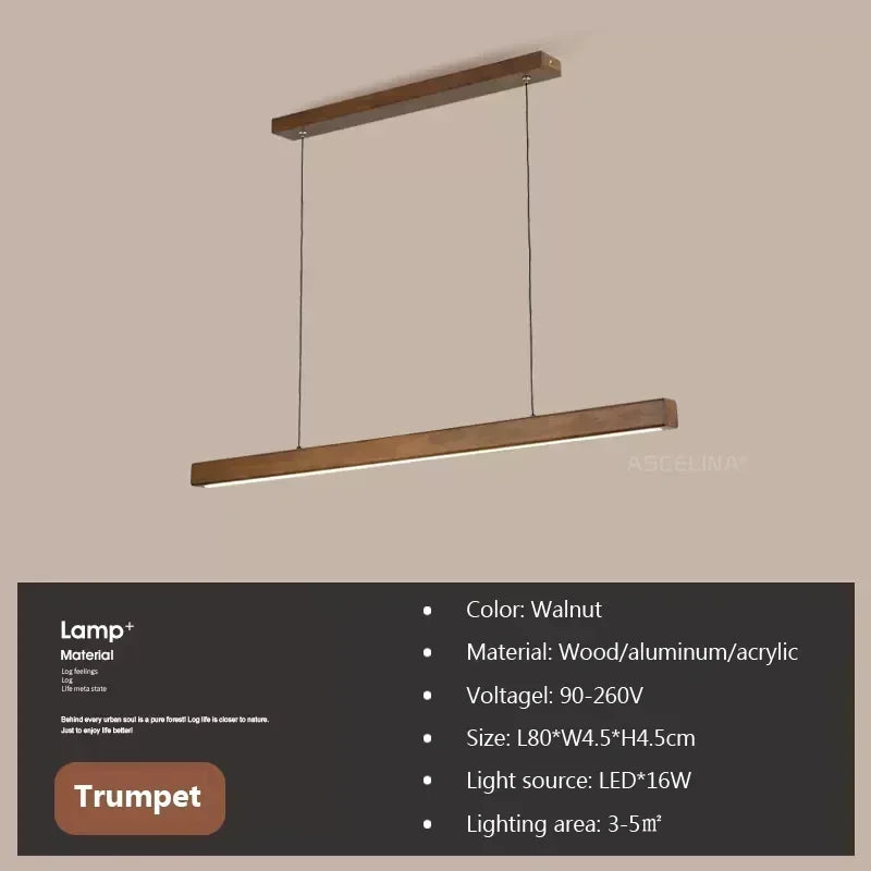 Nordic Linear Wood LED Pendant Light