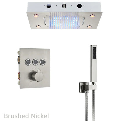 نظام دش DecorBites™ ثلاثي الاتجاهات مع رأس شلال مطري وصنبور خلاط حوض الاستحمام.