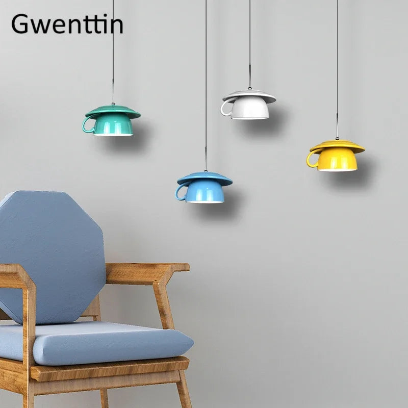 DecorBites™ Ceramic Cup Pendant Light: Stylish LED Hanging Lamp for Home Decor and Kitchen