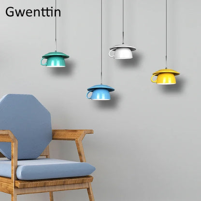 DecorBites™ Ceramic Cup Pendant Light: Stylish LED Hanging Lamp for Home Decor and Kitchen