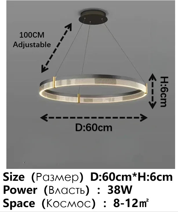 DecorBites™ Black Acrylic LED Pendant Light for Modern Home Decor