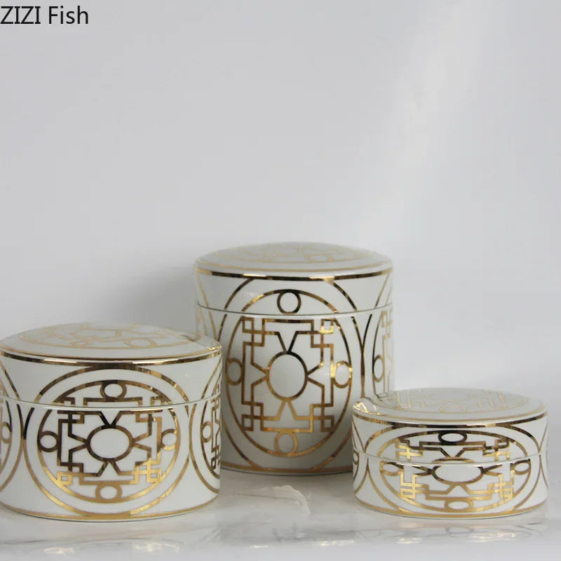 Conjunto de Tarros de Almacenamiento Geométricos de Oro Decorbites™