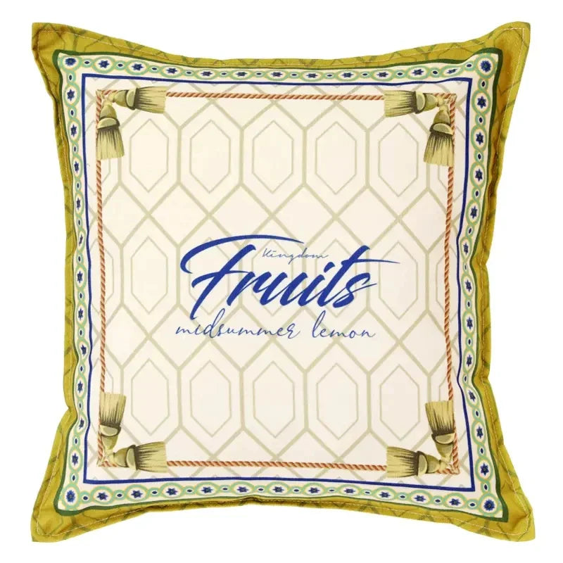 DecorBites™ Lemon Print Chenille Cushion Cover 45x45cm - Waterproof Nordic DecorCase