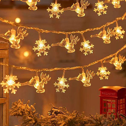 1-10M Christmas Snowflake star Light Christmas Deer String Lights for Merry Christmas Tree Garden New Year's home Decorations