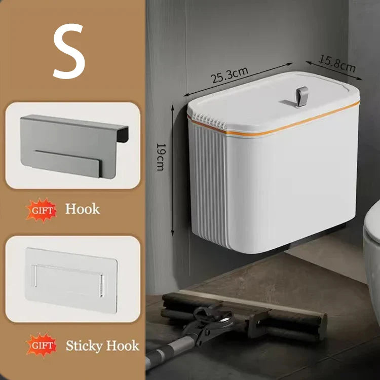 DecorBites™ Kitchen Trash Can Wall Mounted Hanging Bin with Lid