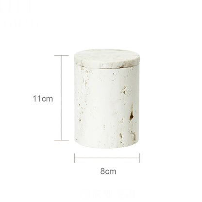 DecorBites™ Beige Travertine Marble Bathroom Set - Soap Dispenser Toothbrush Holder Tissue Box