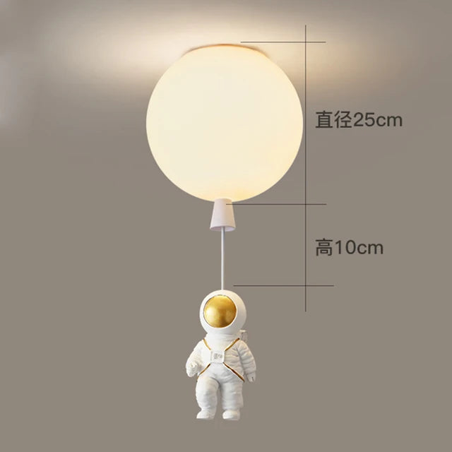 DecorBites™ LED Astronaut Glass Ball Pendant Light for Children's Room