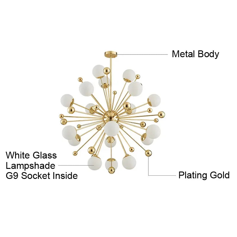 Decorbites™ Lámpara colgante de vidrio LED dorada para iluminación interior moderna