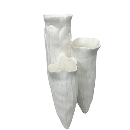 DecorBites™ Abstract Coral Reef Ceramic Vase Triangle Shape Handicraft Home Decor Vase