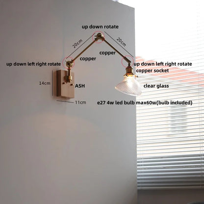 DecorBites™ Brass LED Wall Light Fixture Rotatable Glass Stair Lamp