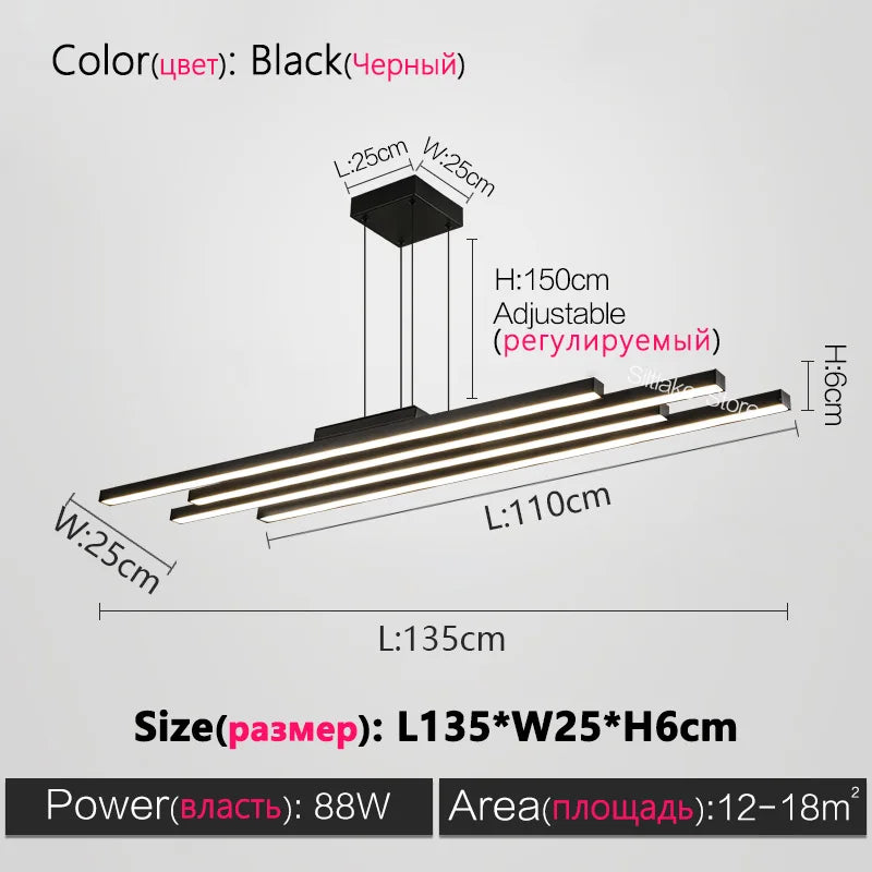 ثريا ديكوربايتس™ السوداء ذات الإضاءة LED بتصميم بسيط لغرفة المعيشة
