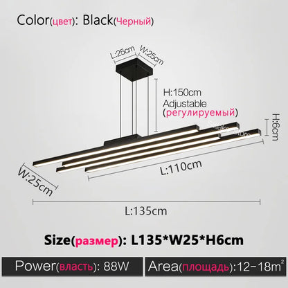 ثريا ديكوربايتس™ السوداء ذات الإضاءة LED بتصميم بسيط لغرفة المعيشة