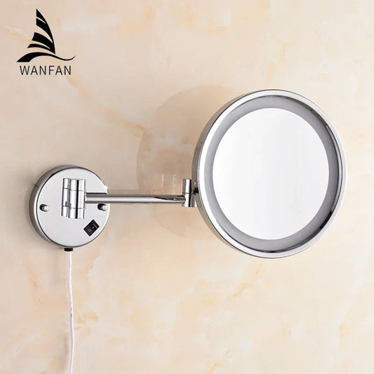 DecorBites™ LED Makeup Mirror 8" Round Wall Mounted Magnifying Bathroom Mirror