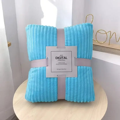 Manta de franela a rayas DecorBites™ para invierno - Ideal para dormitorio o sala de estar