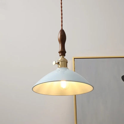 DecorBites™ Ceramic Knob Switch LED Pendant Lamp, Nordic Walnut Wood Hanging Light Fixtures for Living Room
