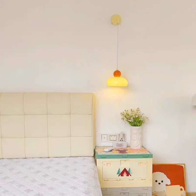 DecorBites™ Iron Nordic LED Wall Light with Pull Chain Switch, Adjustable Glass Bedside Lamp