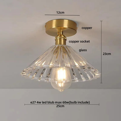 DecorBites™ Clear Glass LED Ceiling Light Fixture Modern Nordic Copper Knob Switch Lamp