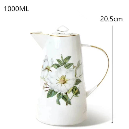 Juego de té DecorBites™ de porcelana fina, tetera y taza resistentes de 1000 ml para el té de la tarde