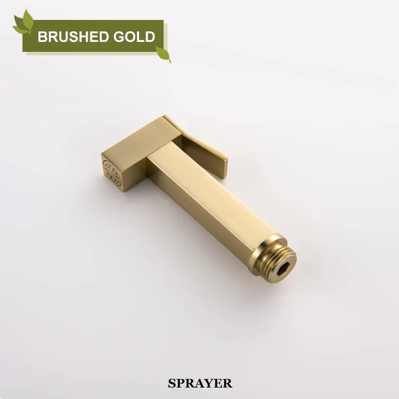 DecorBites™ Bidet Faucet Shower Mixer: Cold Hot Water Tap, Brass, Square Sprayer Head