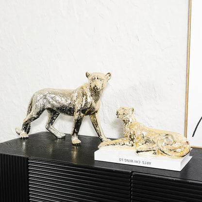 DecorBites™ Leopard Resin Sculpture - Home Decor Handicrafts & Animal Figurine