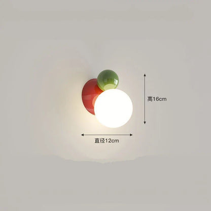 DecorBites™ LED Wall Light Red Green White Metal Kids Room Lamp White Acrylic Ball