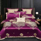 Decobites Luxe Purple European Jacquard Cotton Bedding Set: Duvet Cover, Sheet, Pillowcase