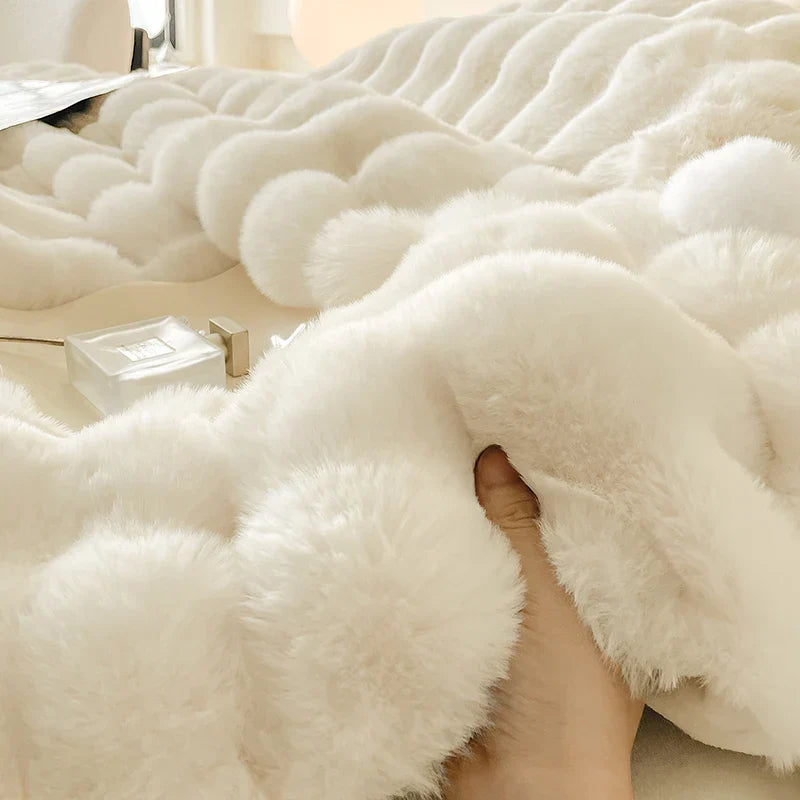 DecorBites™ Double-Sided Rabbit Fur Bedding Set, Plush Velvet Fleece, Monochromatic Luxury Duvet Set