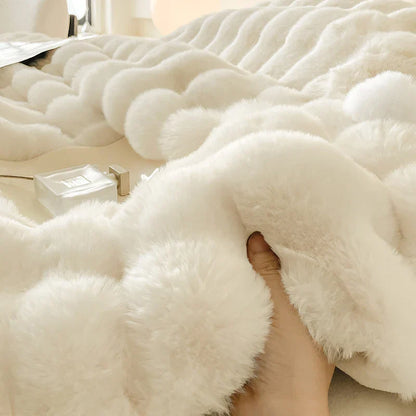 DecorBites™ Double-Sided Rabbit Fur Bedding Set, Plush Velvet Fleece, Monochromatic Luxury Duvet Set