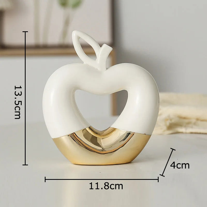 Estatua de Pera de Manzana de Oro Decorbites™ Ornamentos Cerámicos Decoración de Escritorio Escultura Artesanal Moderna